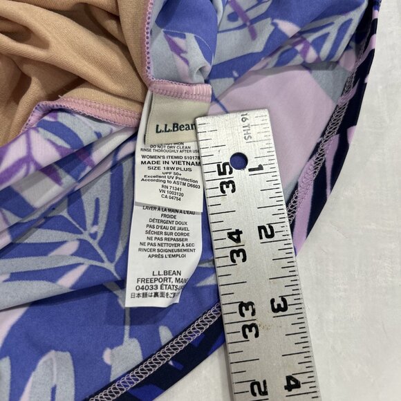 LL Bean 18W Tankini Swimsuit Top Purple Black Slimming Cruise Beach UPF 50+ - Picture 7 of 8